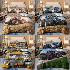 Tractor Farm Harvest Quilt Duvet Cover Single Double King Size Bedding Set Mens