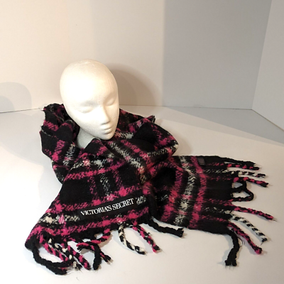Victoria Secret Plaid Scarf, Winter Angel Collection, Black, Pink