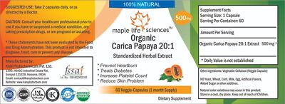 ORGANIC Carica Papaya 20:1 Extract Capsules Fermented Papaya Pure & High Quality
