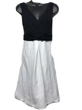 Anthropologie Women's Sleeveless V Neck White Black Classy Dress Size 2 US  +K-2