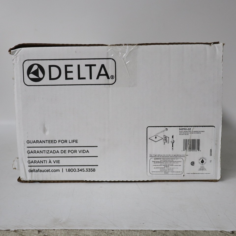 Delta Faucet Modern Raincan Duschsystem – 2-stufig Mit Regenduschkopf & Handbrause, Champagner Bronze, Druckausgleichsventil