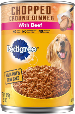 PEDIGREE CHOPPED GROUND DINNER Adult Canned Soft Wet Dog Food with Beef, 22 Oz. 