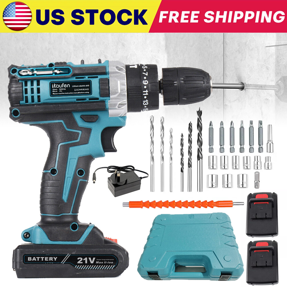 36V Cordless Combi Hammer Impact Drill Driver Electric Screwdriver +2 Battery YS