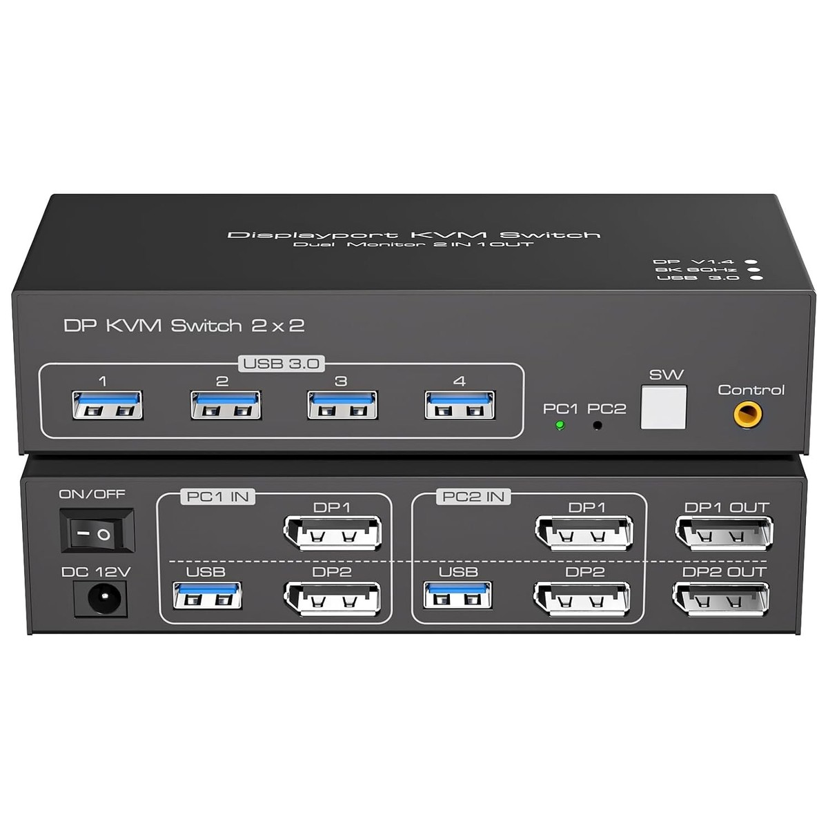 Switch KVM HDMI 2 Porte - 4K@60Hz, Per 2 Computer 1 Monitor, Con Cavi HDMI E USB, Plug And Play, Pulsante Di Selezione Usb Switch