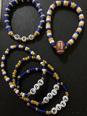 West Virginia Univ. 5 Piece Womens Bracelet Set - Eat Sh*t Pitt - Football Charm