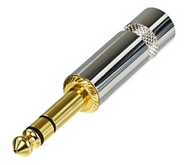 REAN BY NEUTRIK Spina Jack 6,3 mm Stereo REAN, contatti dorato, corpo metallo Cromato, - NYS228G