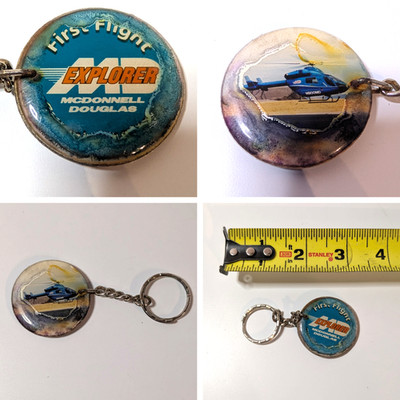Rare MD Explorer Helicopter 1992 Keychain, McDonnell Douglas VTG MD 900, Damaged