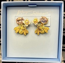 Betsey Johnson Gold Tone Pink Crystal Flower ...
