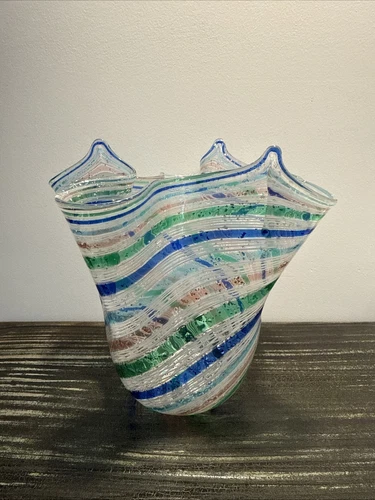 vintage italian Venetian glass handkerchief rim beautiful bowl,perfect condition