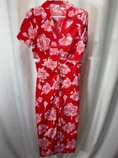 Old Navy Red Floral Button-Front Midi Dress 2637