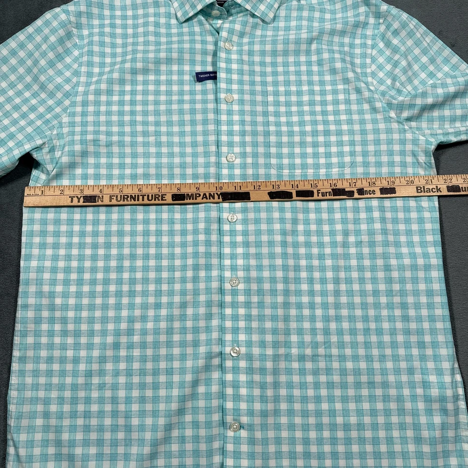Camisa Johnnie-O Ashworth Para Hombre Mediana Azul Blanca Haze Performance Plaid Tweener Foto 3 de 4