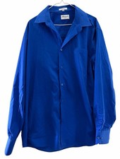 Berlioni Italy Dress Shirt Men  s Button Down FRENCH CONVERTIBLE Royal Blue XL