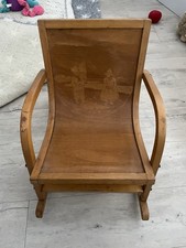 Vintage 1950s Child’s Plywood Rocking Chair – Dutch Windmill Motif – Mid-Century