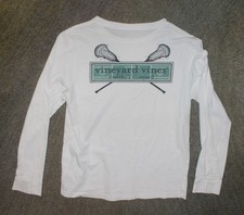 Vineyard Vines Boys White Long Sleeve T-Shirt Lacrosse - Size L 16 - EUC