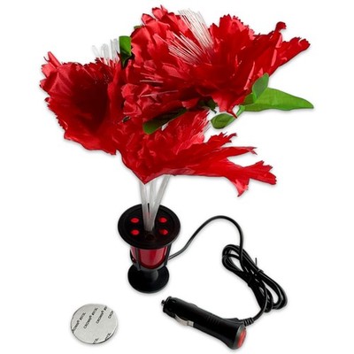 LED Blume beleuchtet rot 12V 24V Innenraum Dekoration Oldschool Blumenvase LKW