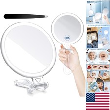 Elegant 40X Double-Sided Magnifying Travel Mirror   5-inch Handheld Design