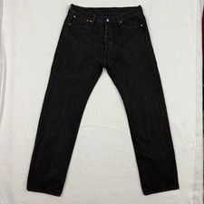 Levis 501 Jeans Mens 36X34 Black Original Fit Straight Leg Button Fly Denim