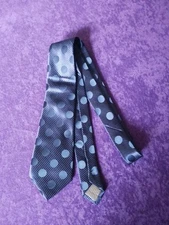 Bergamo New York Men’s Striped Polyester Tie Blue on Blue dots Business tie 46x4