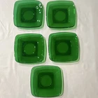 Vintage Anchor Hocking Forest Green Charm Glass Saucers, Set of 5