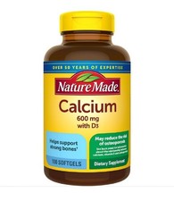 NEW Nature Made 600 mg Calcium Vitamin D3 Bone Health 100 Softgels Exp 11/2026