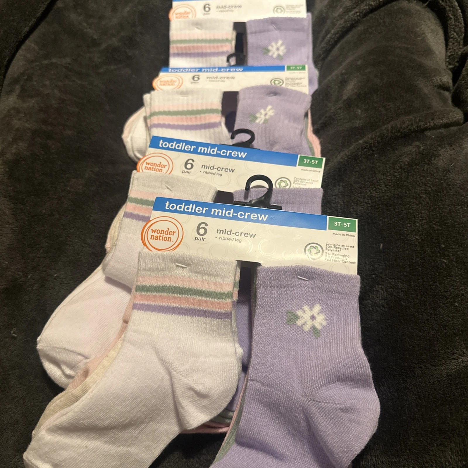 4 Packs Of Wonder Nation Toddler Mid Crew Girls Socks 3T-5T
Opens in a new window or tab