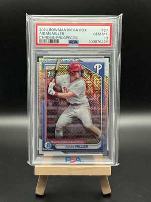 #ad 2024 BOWMAN AIDAN MILLER CHROME MEGA BOX MOJO PROSPECTS #BCP 27 PSA 10 Phillies $59.99