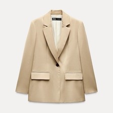Zara Beige Single Button Blazer Jacket - Worn Once