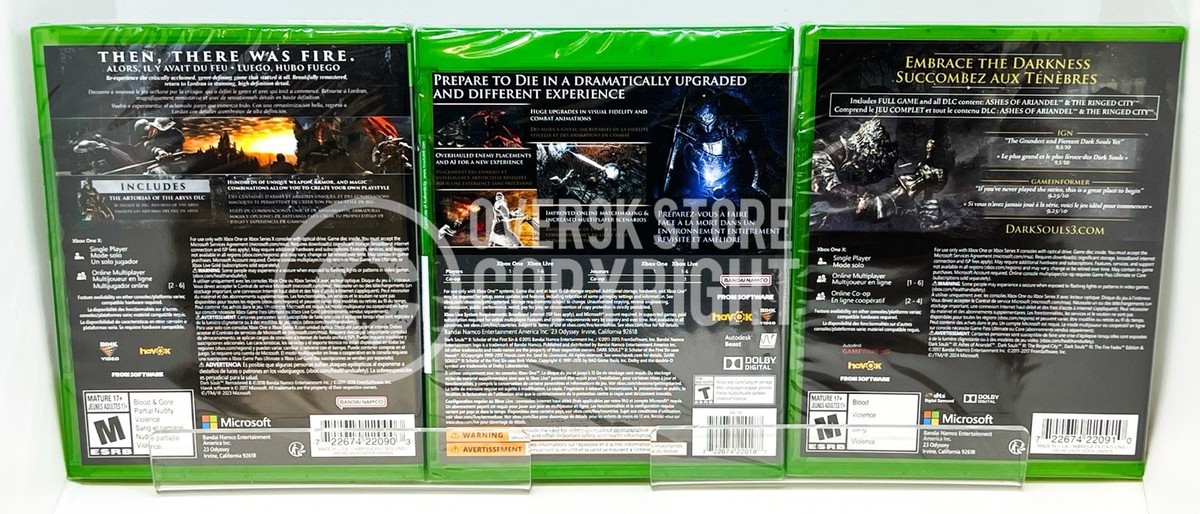 Dark Souls Remastered + SOTFS + Fire Fades Complete Edition - Xbox