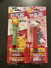 2025 2 Christmas Pez: Happy Holidays Pikachu & Hello Kitty With Green Bow  New