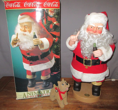 1991 Coca-Cola Coke Animated Santa Claus Shhh! w/ Puppy Dog