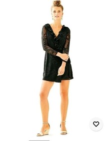 Lilly Pulitzer Tiki Romper - Black Lace & Ruffles - Size Medium - Lace Sleeves