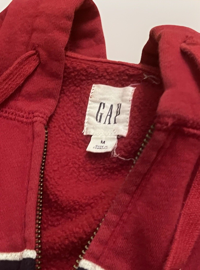 GAP Red Full-Zip Hoodie Sweatshirt Men's Size M Embroidered Logo