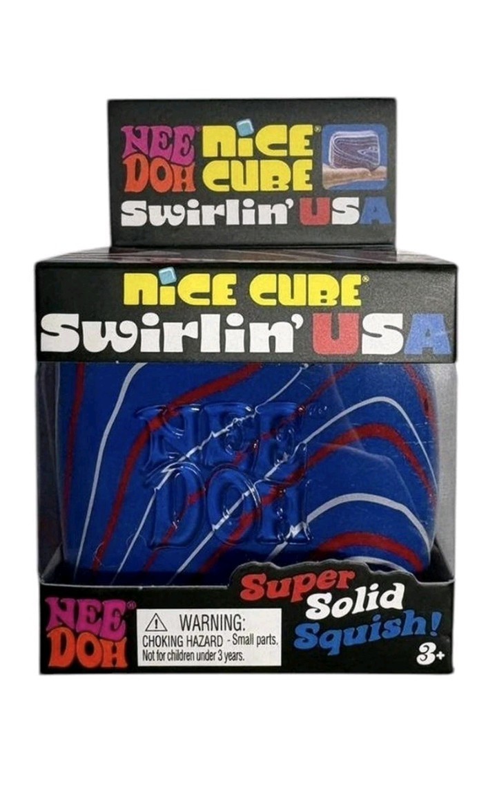 Nee Doh Nice Cube Swirlin USA Super Solid Squishy Stress Toy Red