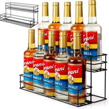 10 Bottle Capacity Coffee Syrup Organizer 2 Tier 10 Capacity, Black