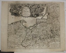 POLAND & LITHUANIA 1742 LE ROUGE UNUSUAL ANTIQUE ORIGINAL COPPER ENGRAVED MAP