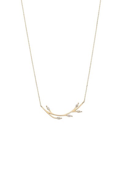 Latelita 585 Gelbgold Blumenast Kette Mit Topas-AnhäNger, 925 Sterlingsilber-image