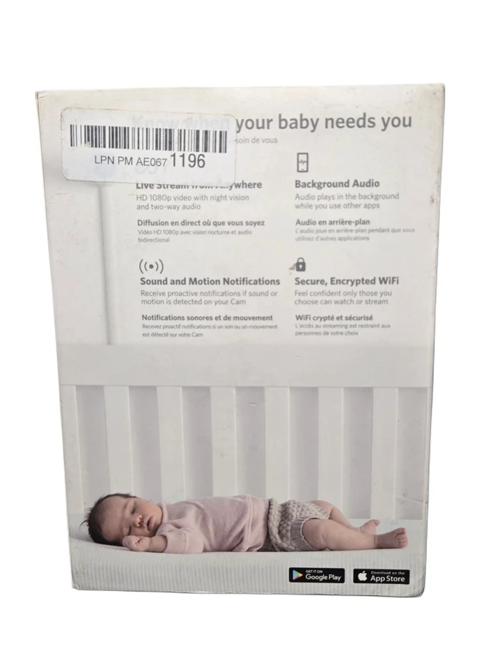 Monitor de bebé inteligente Owlet Cam HD video y audio WiFi seguro BC04NNBBYH Foto 3 de 4