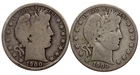 USA set of 2 Barber Half Dollars- 1900-P & 1909-S . Start 0.99$