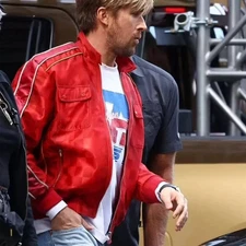 The Fall Guy Ryan Gosling Red Jacket - Men's Red Bomber Satin Varsity Jacket