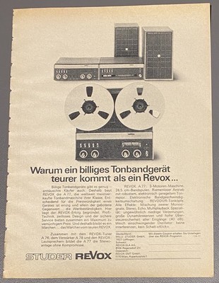 Werbeanzeige/advertisement A5:  Studer Revox Tonbandgerät    1975   (WA507)