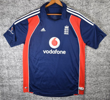 England Home 2008 Vodafone Adidas Cricket Jersey National Blue Red L