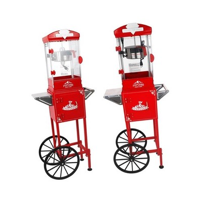 Popcorn Machine Cart Large 10 Ounce Kettle Stainless Steel Popcorn Maker Red