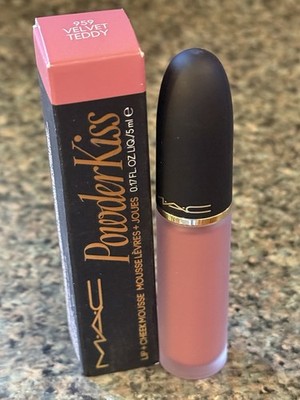 Mac Powder Kiss Lip + Cheek Mousse~959 Velvet Teddy~NIB~0.17 Oz~Full Size 