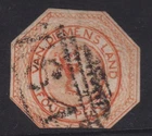 TASMANIA - 1853 4d Bright RED-ORANGE  SG 5 Used Cv £1,000 [F2699]