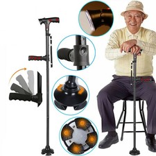 Walking Stick Walking Aid Walking Stick with LED Light and Alarm Foldable Crutch