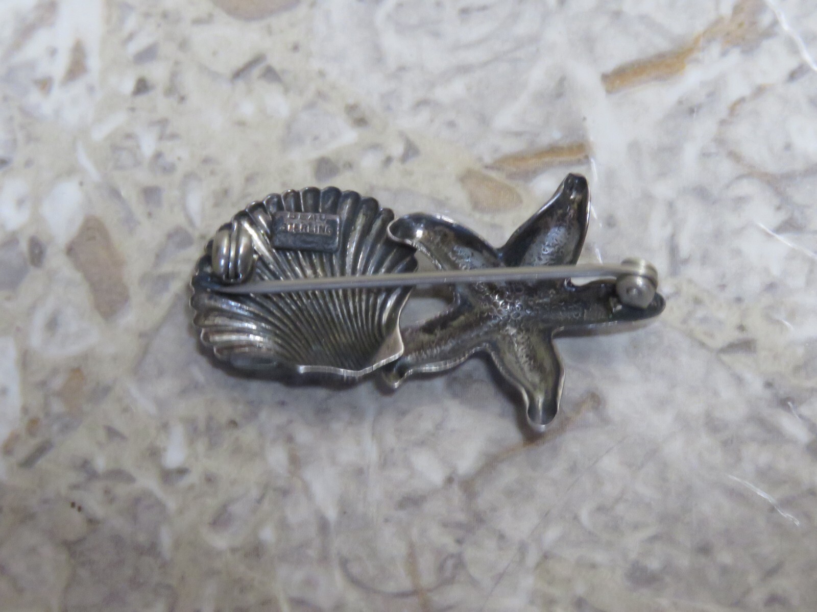 Beau Sterling Silver Signed Seashell Shell Starfi… - image 5