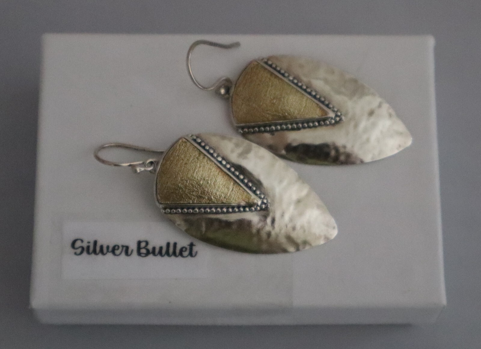 Silpada Sterling Silver & Brass Hammered Teardrop Treasure Drop Earrings W3377