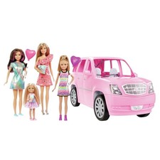 barbie limo and 4 dolls