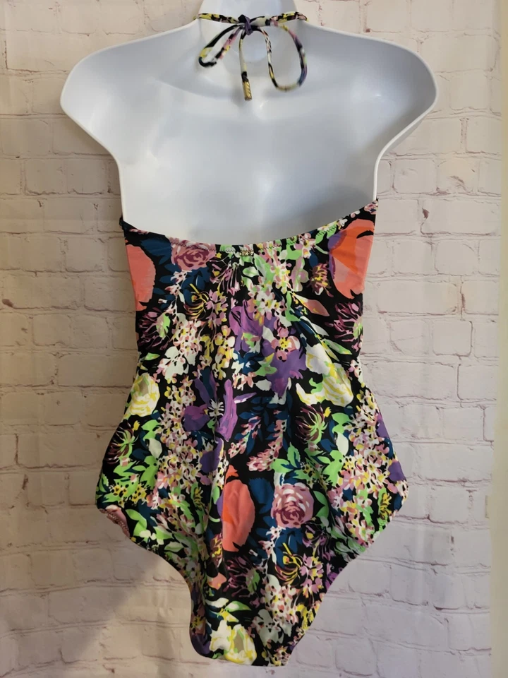 NWT Diane Von Furstenberg Floral Print One Pc. Bandeau Swimsuit Sz.S MSRP $170 - Image 2 of 4