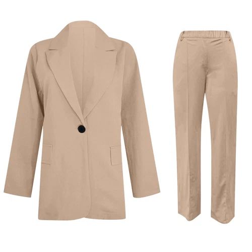 New Womens 2-piece Suit Set Long Sleeve Suit Pants Casual Business Size: S-5XL🔥 - Picture 15 of 39